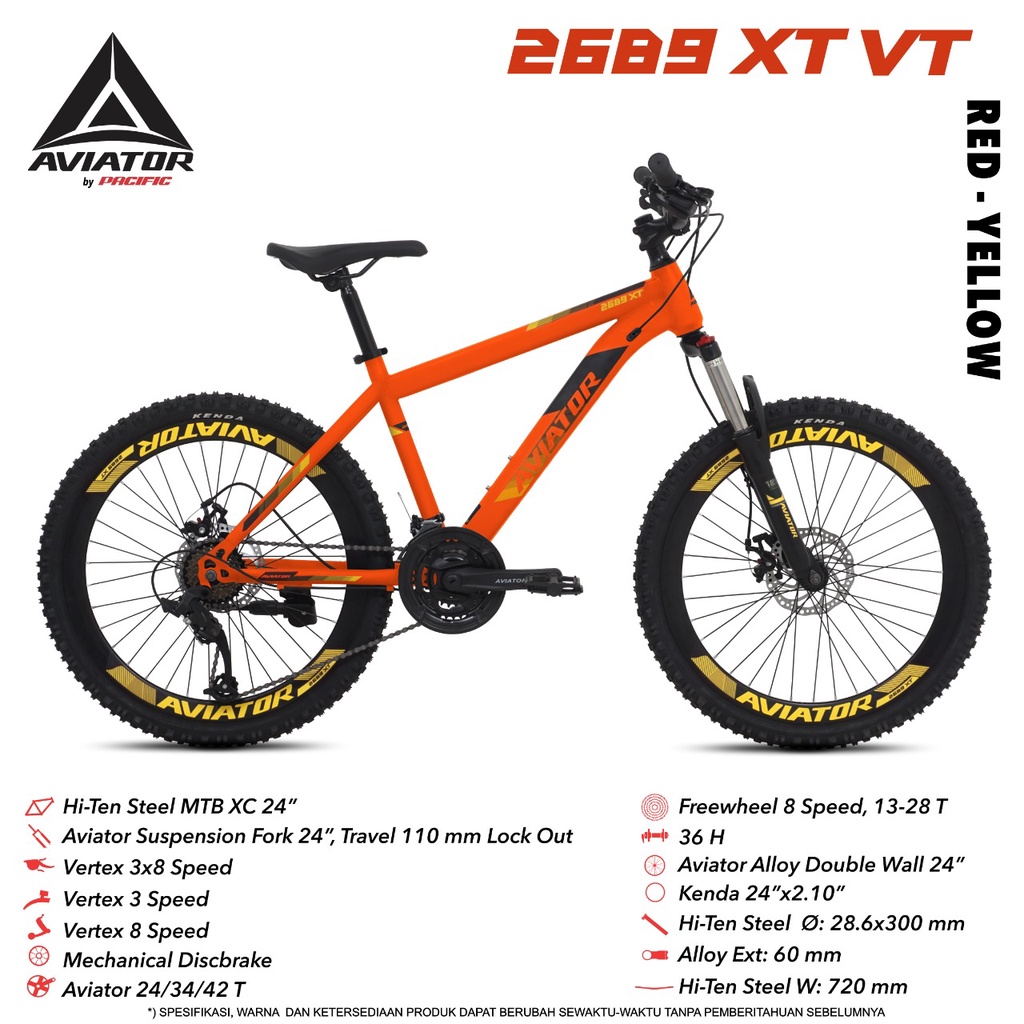 Sepeda MTB 24 INC Aviator 2689 XT VT NEW