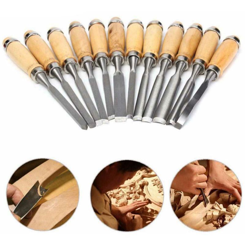 Set 12pcs Alat Ukir Pahat Kayu Multifungsi Pisau Tatah Mesin Bubut Kayu Wood Carving Knife