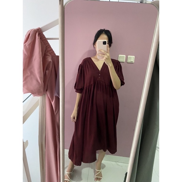 NABO - Sayonara Maroon Midi Dress