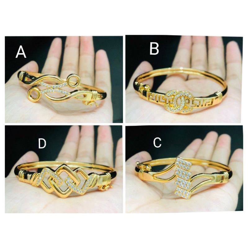 Namk475. Gelang tangan xuping wanita lapis emas dgn mata zircon ukuran diameter 6 cm