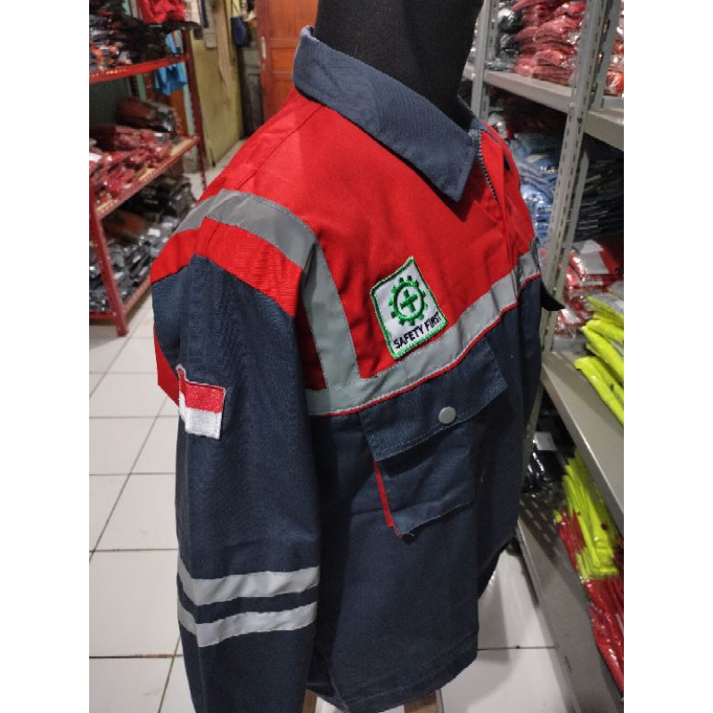 RESLETING BAJU SAFETY MERAH ABU SCOTLIGT PUNDAK