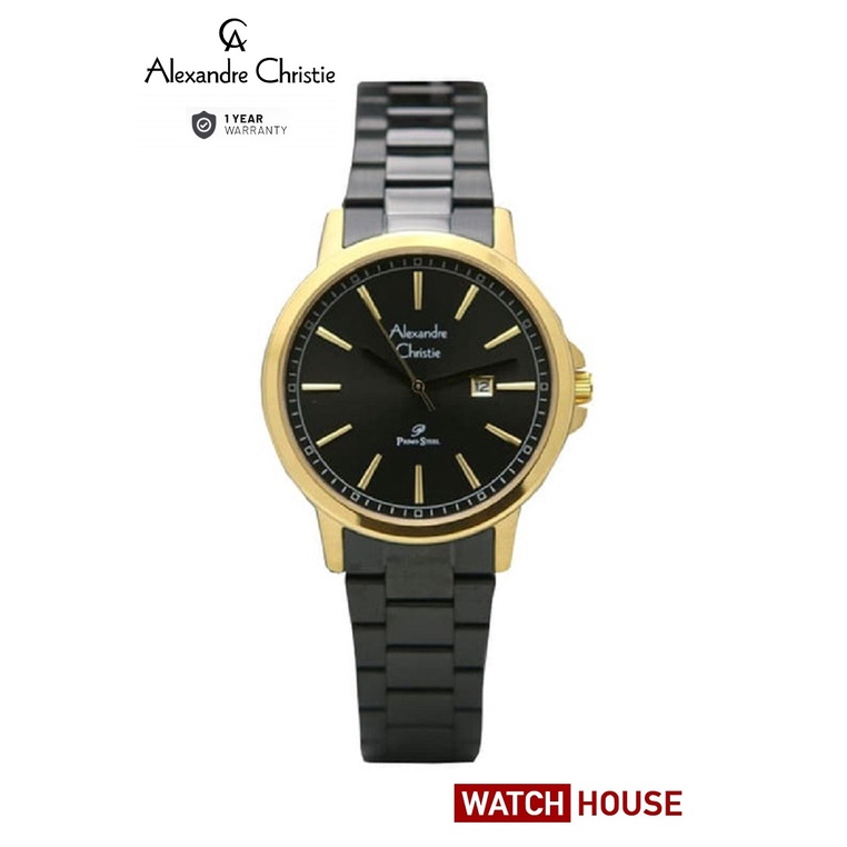 ALEXANDRE CHRISTIE AC 1014 AC1014 AC1014LD 1014 BLACK GOLD ANALOG ORIGINAL WATCH JAM TANGAN WANITA T