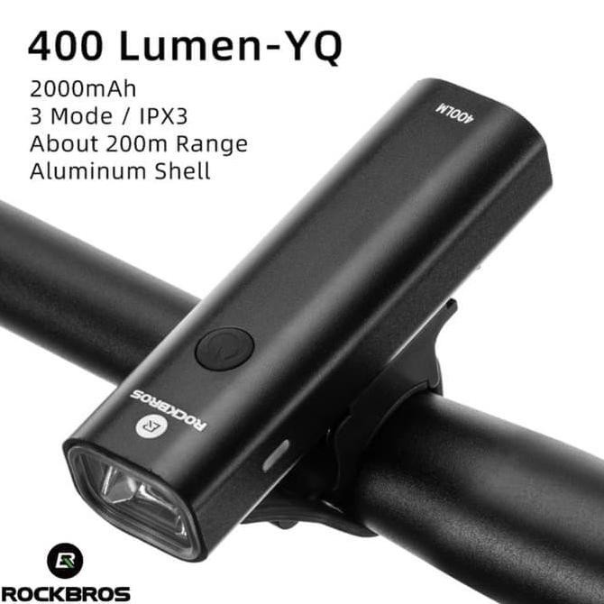 400LM LAMPU DEPAN SEPEDA ROCKBROS YQ-QD400LM ORIGINAL RECHARGEABLE