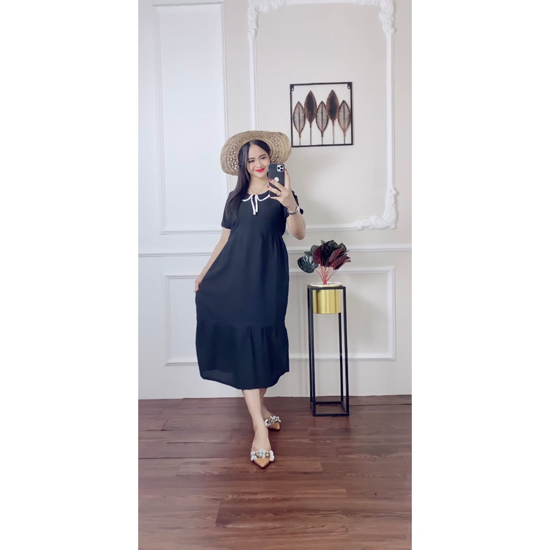 NAUREEN DRESS TERBARU MIDI DRESS VIRAL DASTER RAYON TERBARU