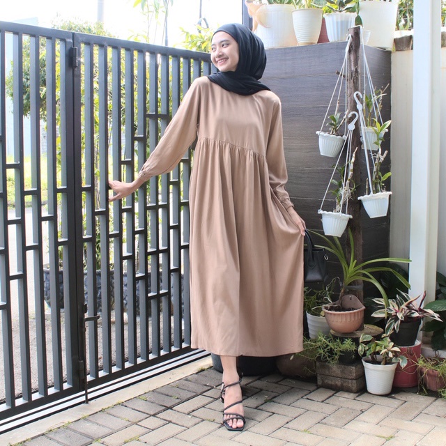 Tq88indonesia Fashion Busana Muslim Wanita Terbaru  / SALMA RAYON DIAMOND MAXI DRESS / Dres Casual Polos Lengan Panjang / Ootd Kekinian / Outfit Kekinian / Ootd