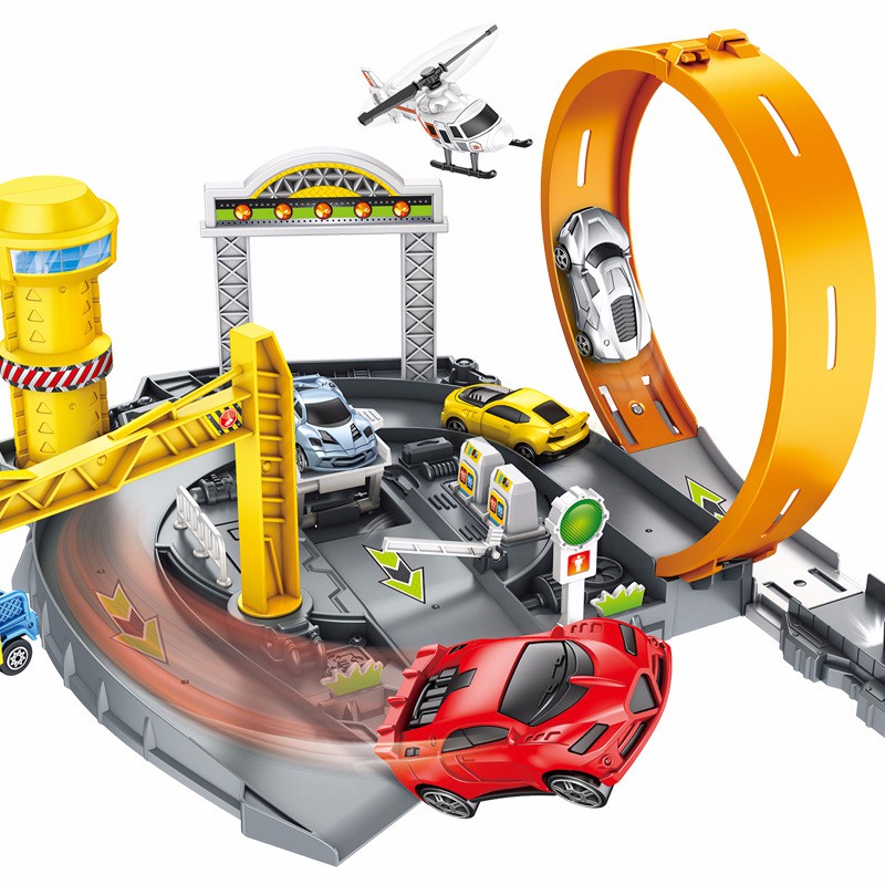 [FUNNY]Mainan Anak Mobil Track Racing Dan Kontruksi Set Dock Tempat Reparasi