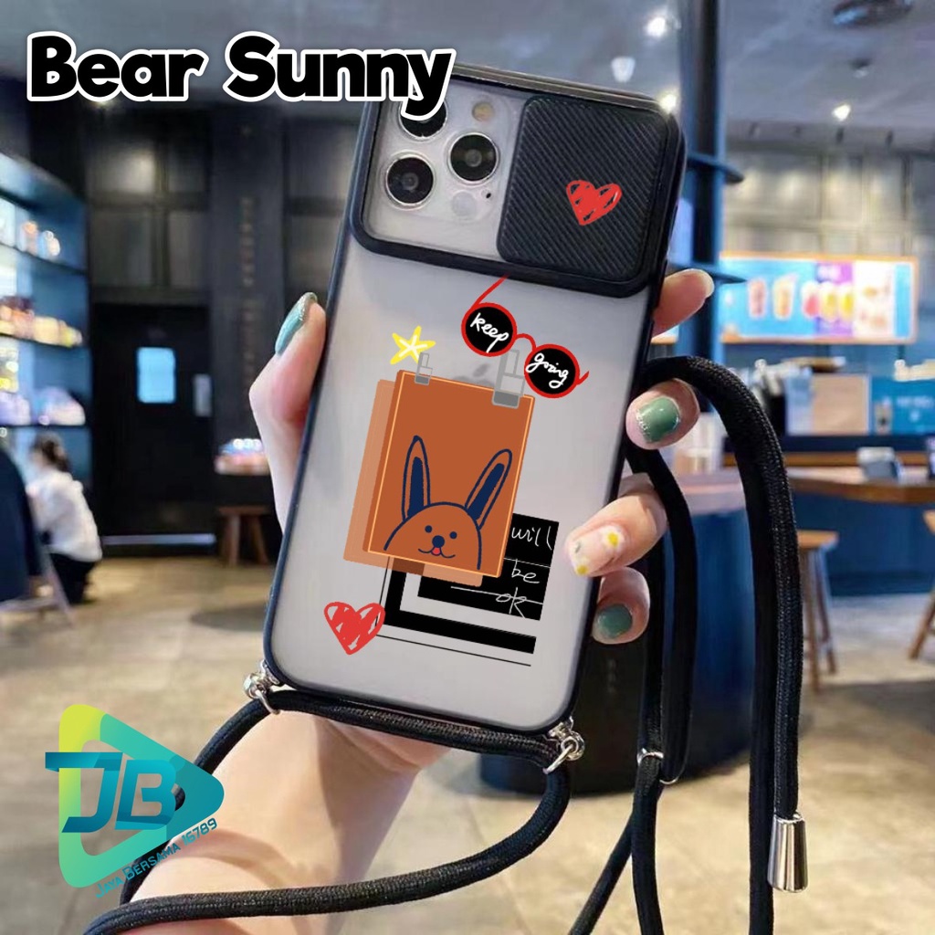 SOFTCASE SLINGCASE SLIDE PELINDUNG KAMERA BEAR SUNNY SAMSUNG OPPO VIVO REALME IPHONE XIAOMI ALL TYPE JB4944