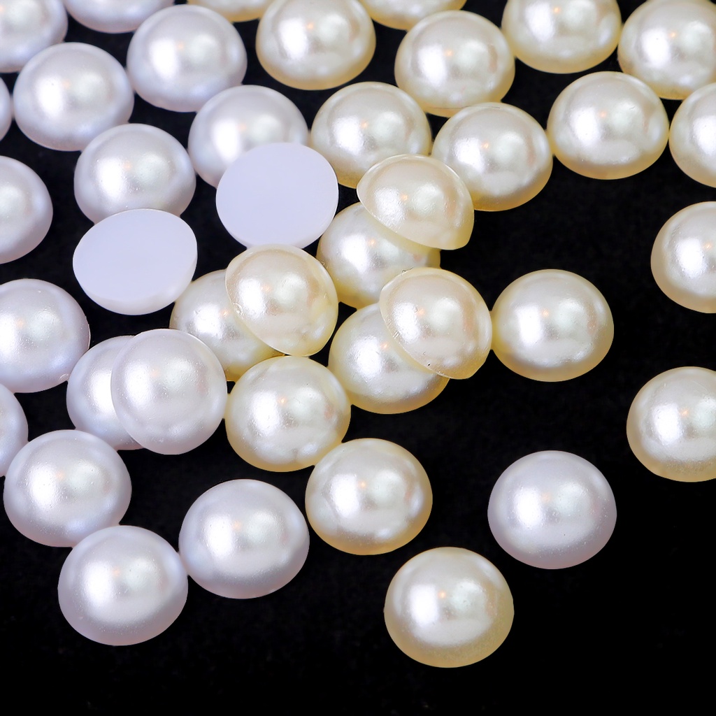 Manik-manik Mutiara Imitasi Bentuk Setengah Lingkaran Bahan Akrilik Warna Putih Ivory Ukuran 1.5-14mm Untuk Membuat Perhiasan