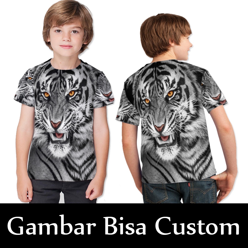 Kaos Baju T-shirt Anak HARIMAU PUTIH Fullprint / Kaos Anak Harimau Putih Kaos Harimau MAUNG