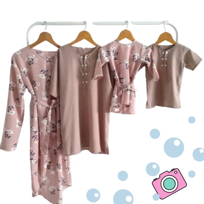 Set-Family-Muslim-Busana- Baju Couple Keluarga/Baju Kembaran Keluarga/Couple Set Peach Girl -Busana-