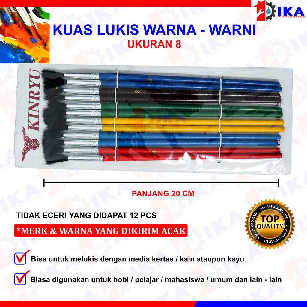 KUAS LUKIS SET / KUAS LUKIS CAT AIR / PAINT BRUSH WARNA Kuas lukis watercolor - 1 LUSIN