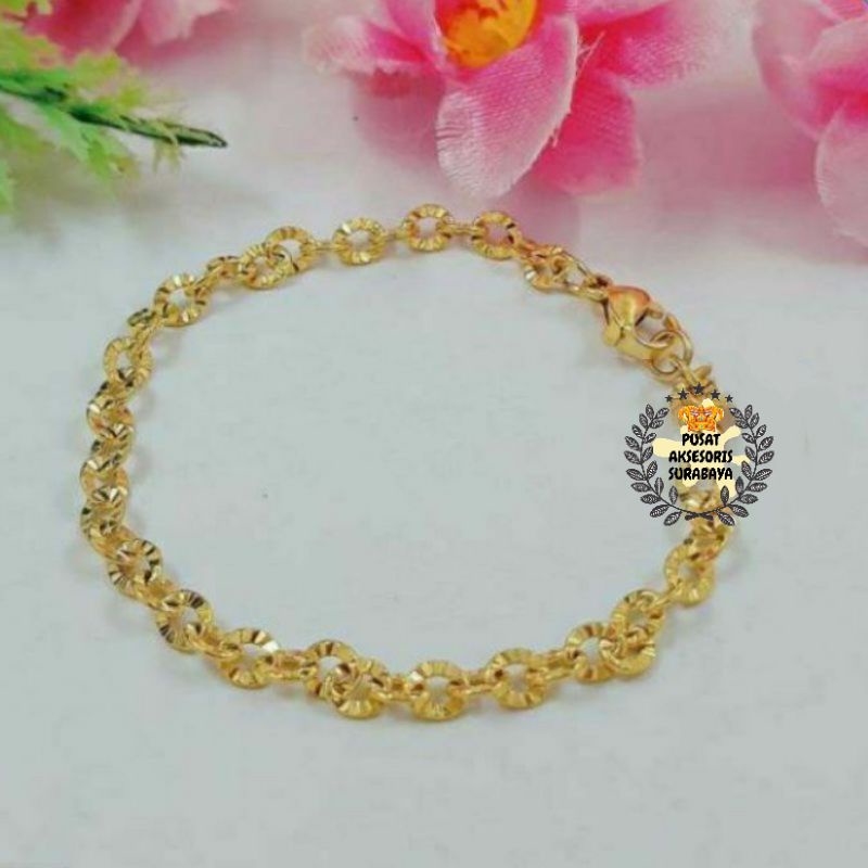 GELANG FASHION TANGAN TITANIUM IMPOR MODEL NURI MOTIF 0.8