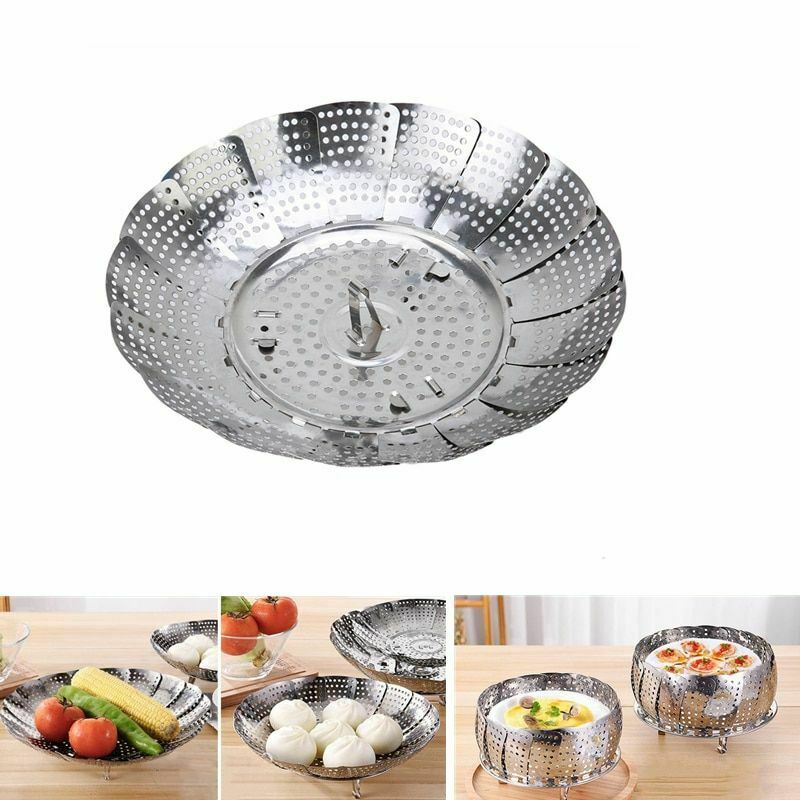 TATAKAN KUKUSAN Panci Steamer Stainless Lipat Flexible Kukus Dimsum Makanan Sayur Ikan Kue