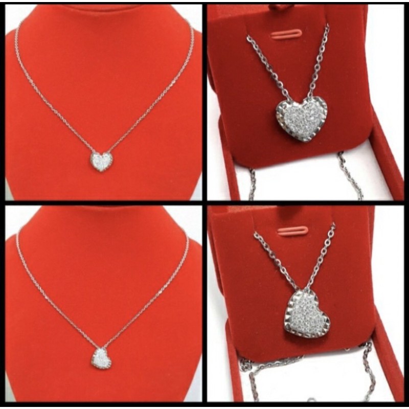 Kalung liontin love kalung perak 925 kalung wanita perak 925 lapis emas putih S350