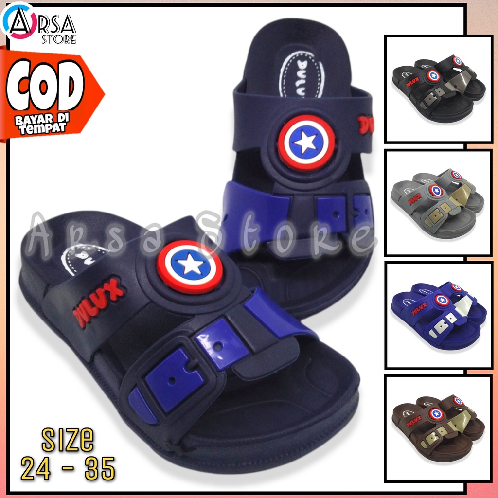 Sandal Selop Anak Laki-Laki, Sendal Slop Casual Anak Cowok Umur 2 - 8 Tahun Motif Bintang Terbaru