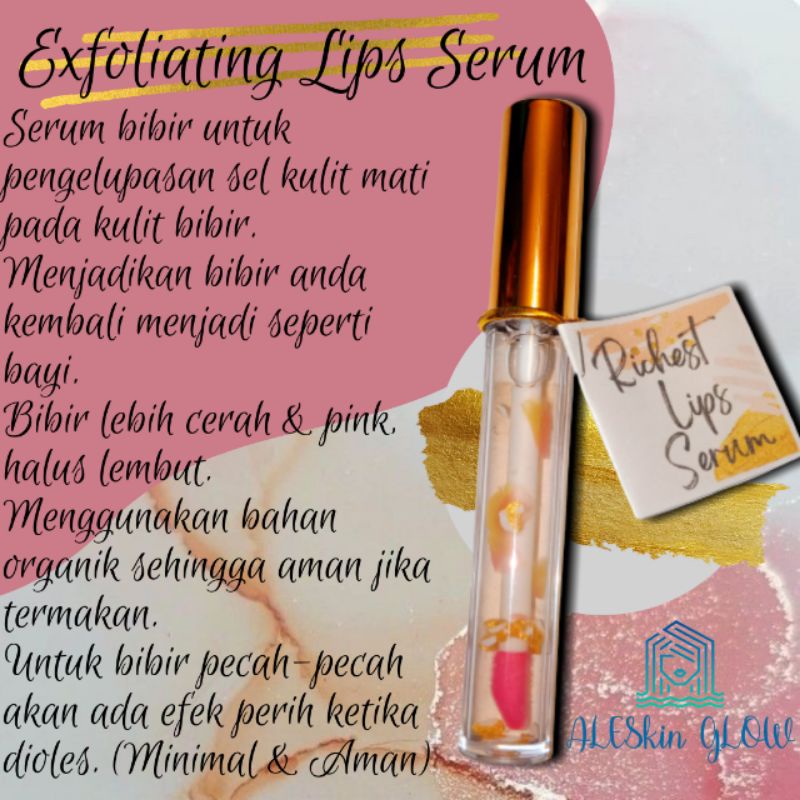 Lips Serum Cream Pemerah Bibir Pelembab Pencerah Bibir Hitam Lip Balm Lips Care Richest by Aleskin Glow