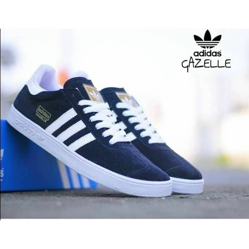 Sepatu Adidas Gazelle Black White Navy Kuning Yellow Sneakers Nonton Bola Kado Hadiah Pria Cowok