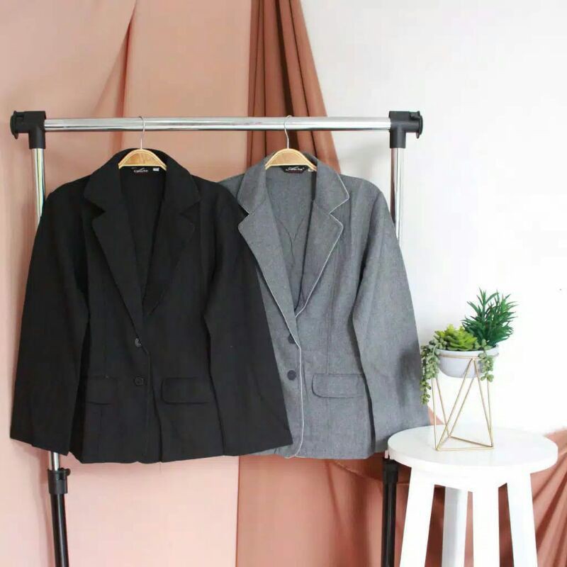 BLAZER FORMAL WANITA HITAM | JAS KANTOR WANITA JUMBO & STANDAR