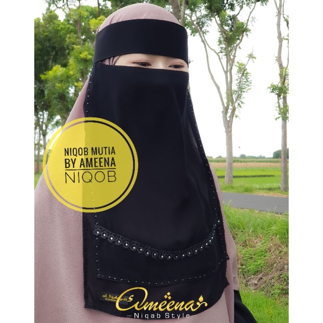 Hijab Cadar Bandana Tali Mutia Niqob Temboro Termurah by Ameena Temboro