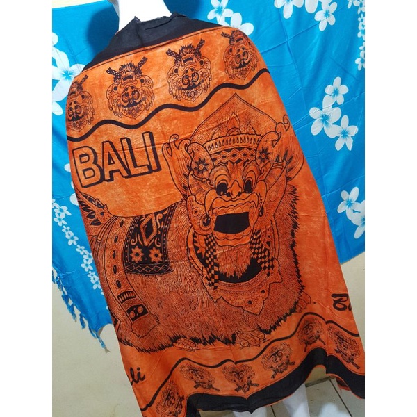 Sarung pantai lukis khas bali | Sarung pantai handmade | Kain pantai lukis | Sarung pantai murah-Barong oranye