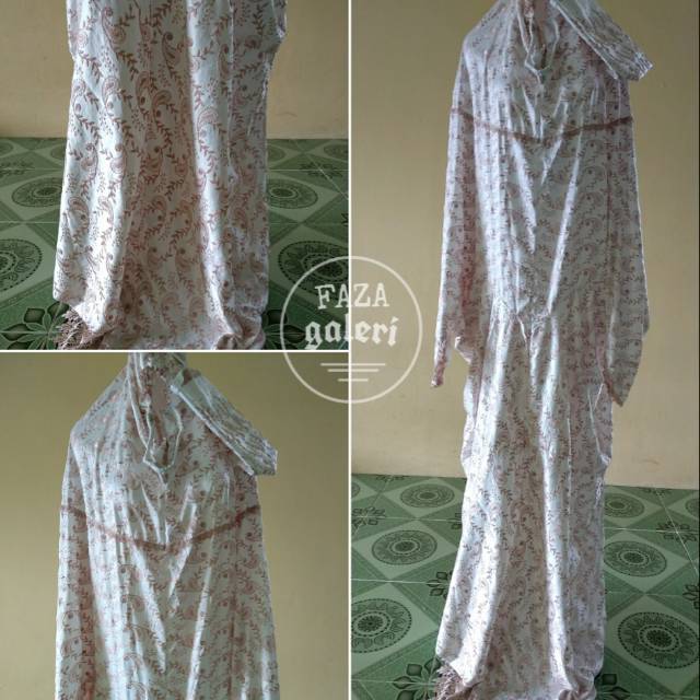 Mukena Terusan Sutra Premium Bordir Renda