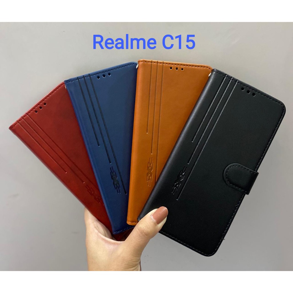 Leather Wallet Flip New Realme C15