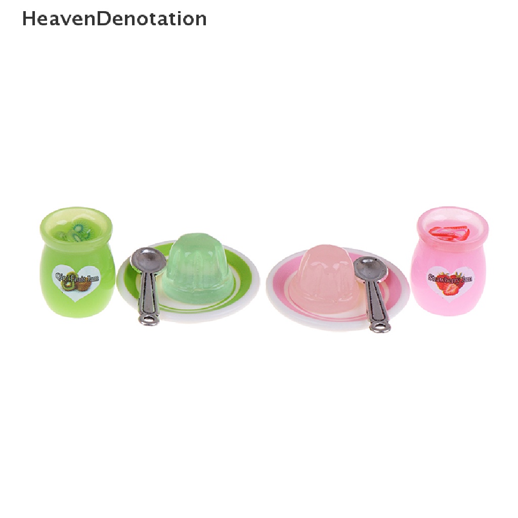 (Heavendenotation) 4pcs / Set Mainan Miniatur Selai / Pudding Skala 1: 12 Untuk Aksesoris Rumah Boneka 1 / 6