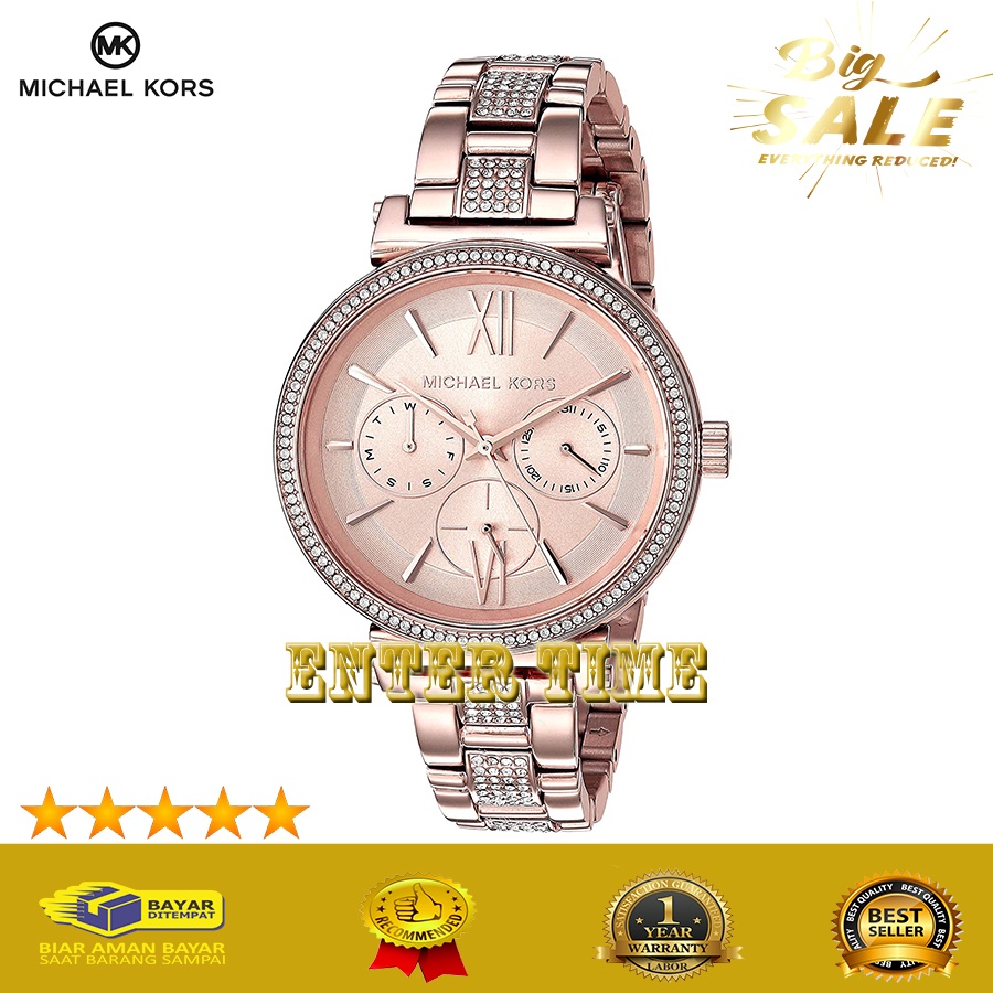 DISKON  JAM TANGAN WANITA TERBARU MICHAEL KORS TYPE MK4354 STAINLESS JAM TANGAN HADIAH WANITA TERBAR