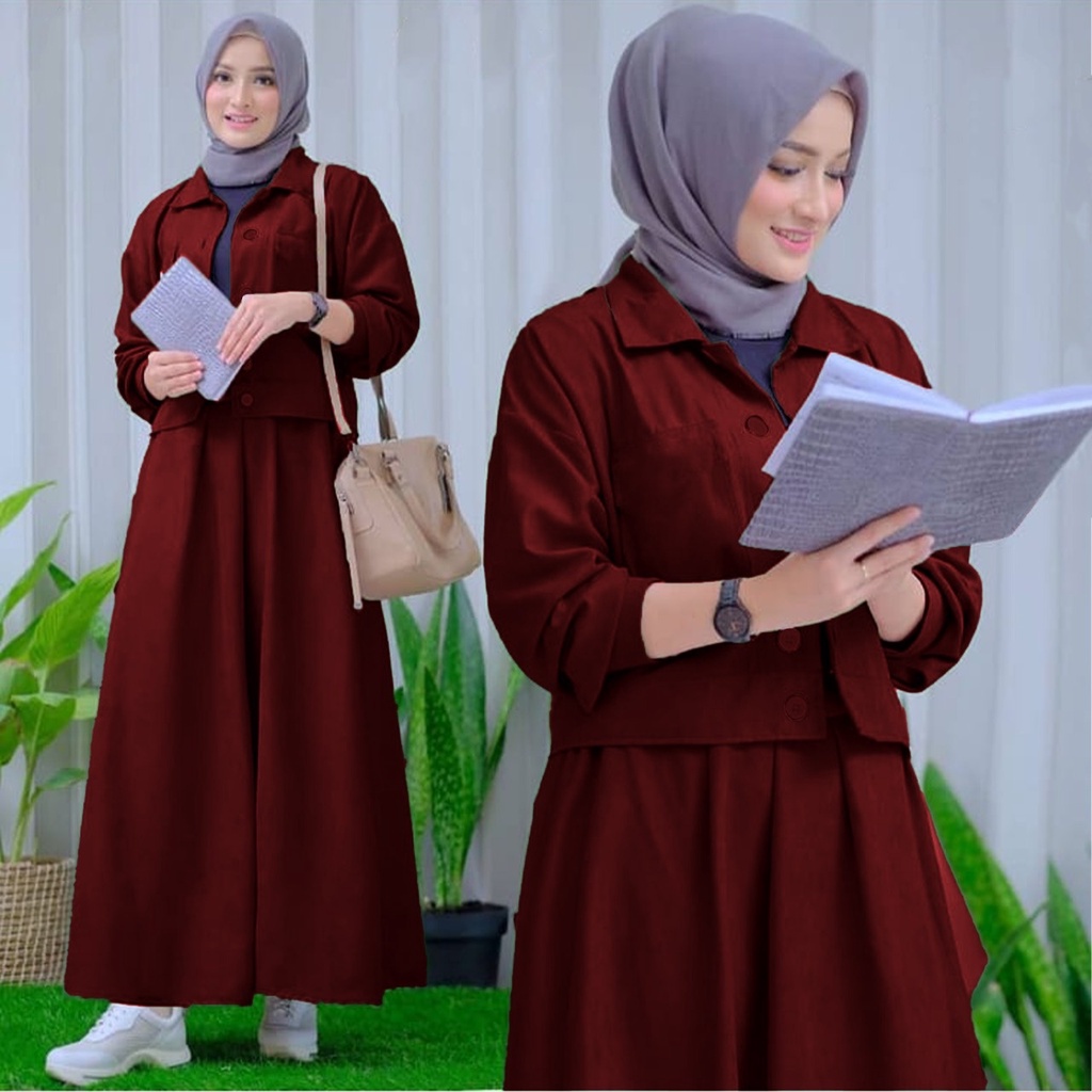 QUINNYSHOP-COD-SETELAN WANITA MUSLIM TERBARU-STELAN BAJU DAN ROK WANITA WANITA JUMBO-SET OOTD JUMBO