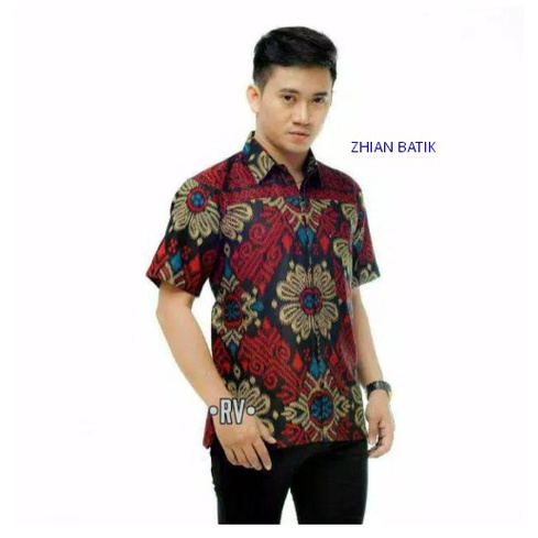 KEMEJA BATIK PRIA WARNA MERAH MAROON SLIMFIT ATASAN PRIA LENGAN PANJANG BATIK PEKALONGAN