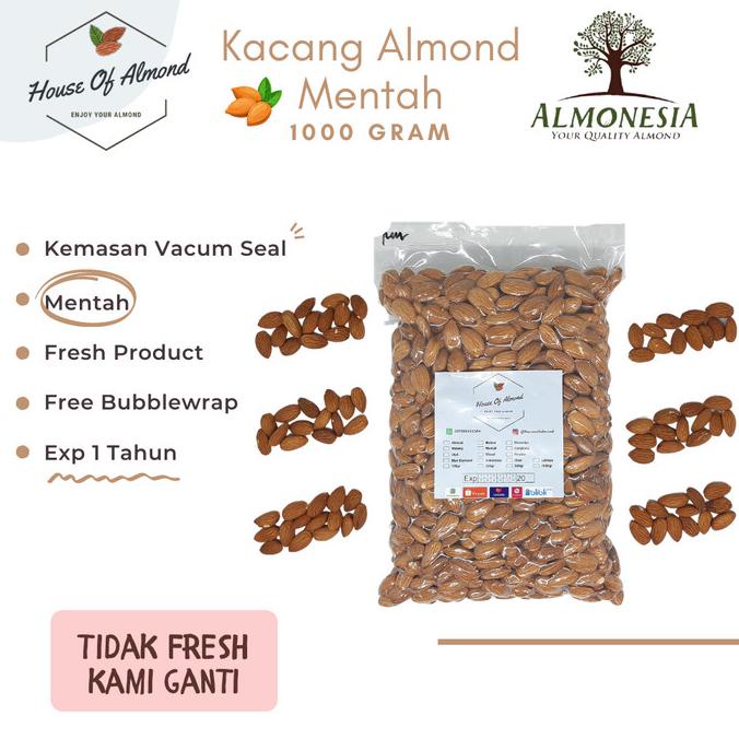 

Diskon Kacang Almond Mentah (Raw Almond) 1kg Almonesia Promo Awal tahun