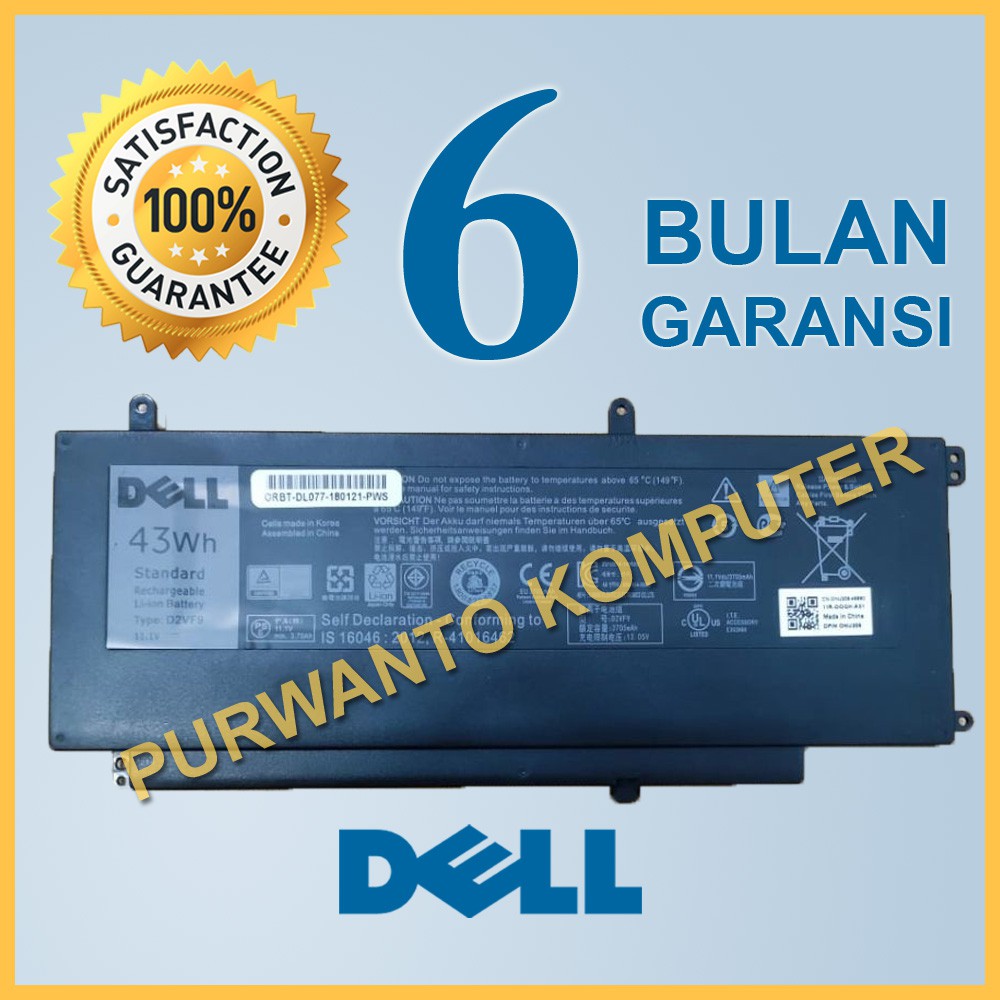 Original Baterai Battery Batre Laptop Notebook Dell Inspiron 14-5459 15-7547 15-7548 . D2VF9 P68G001