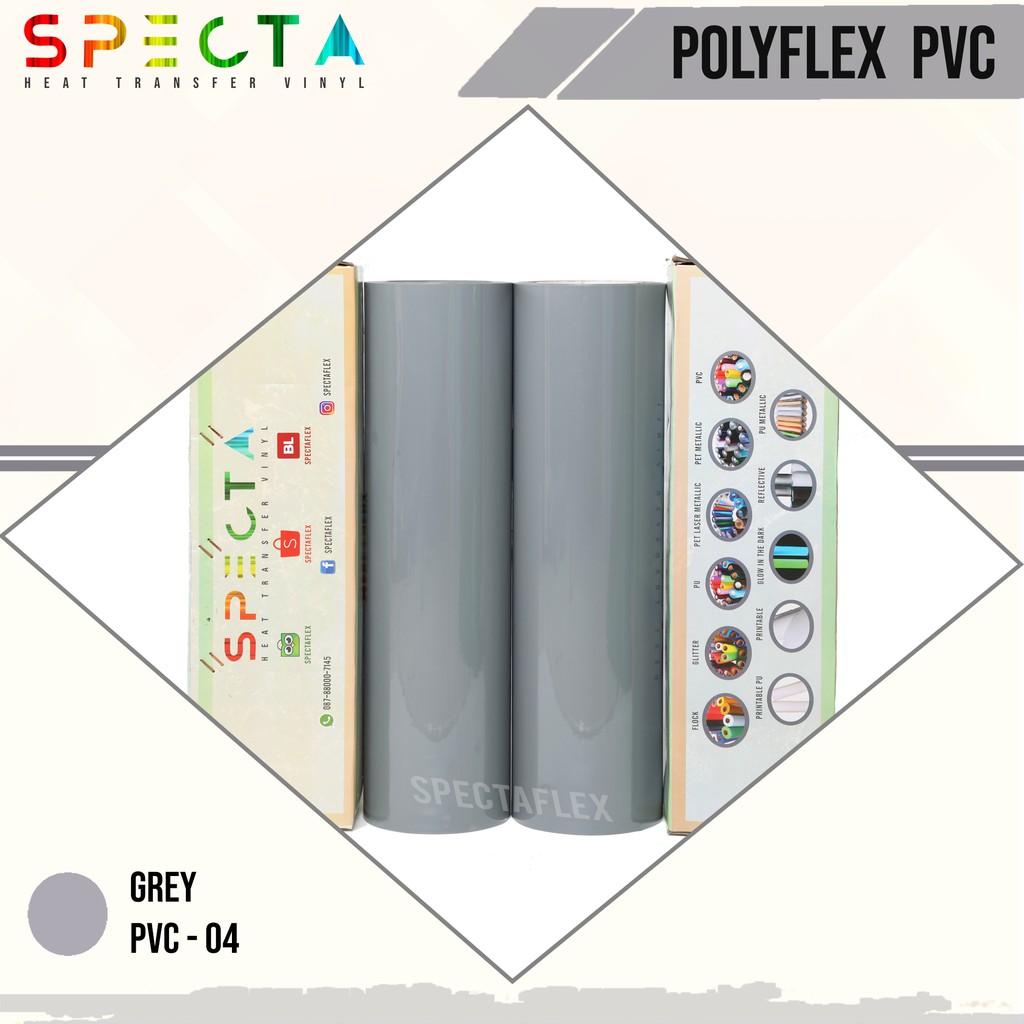 SPECTAFLEX POLYFLEX KOREA PVC-4 ROLL GREY HTV VINYL - PVC HTV ABU