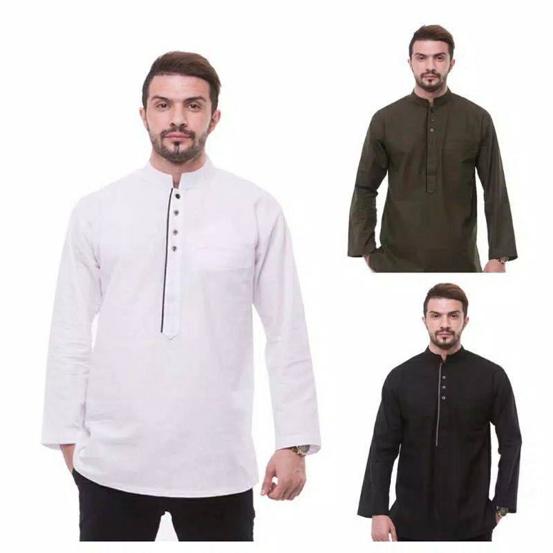 THE BEST Baju  Panjang Shaquille Putih. Kemeja Muslim Pria Keren