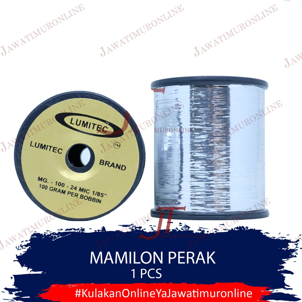 Benang Mamilon Perak / Benang Gepeng Warna Silver