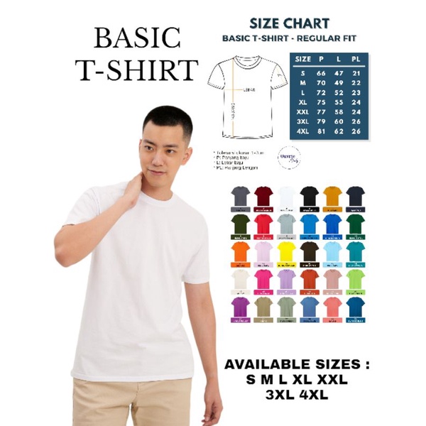 Kaos Polos Solid Lengan Pendek - Cotton Combed 30s (Black, White, Abu Tua, Abu Misty)