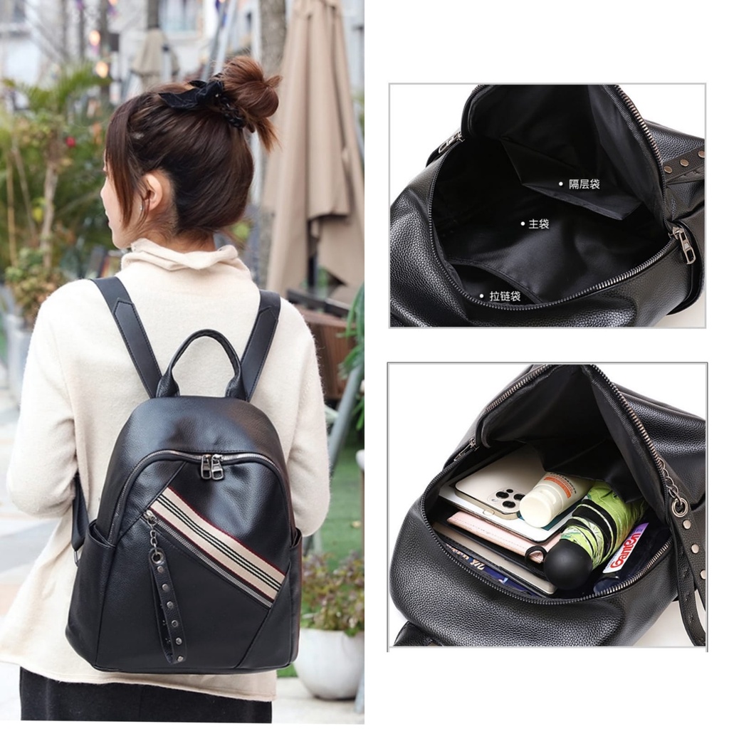 TAS RANSEL WANITA KULIT HITAM ORMENI PREMIUM BACKPACK CEWEK PUNGGUNG TA569B5 IMPORT GENDONG REMAJA KULIAH KERJA SEKOLAH BATAM KEKINIAN