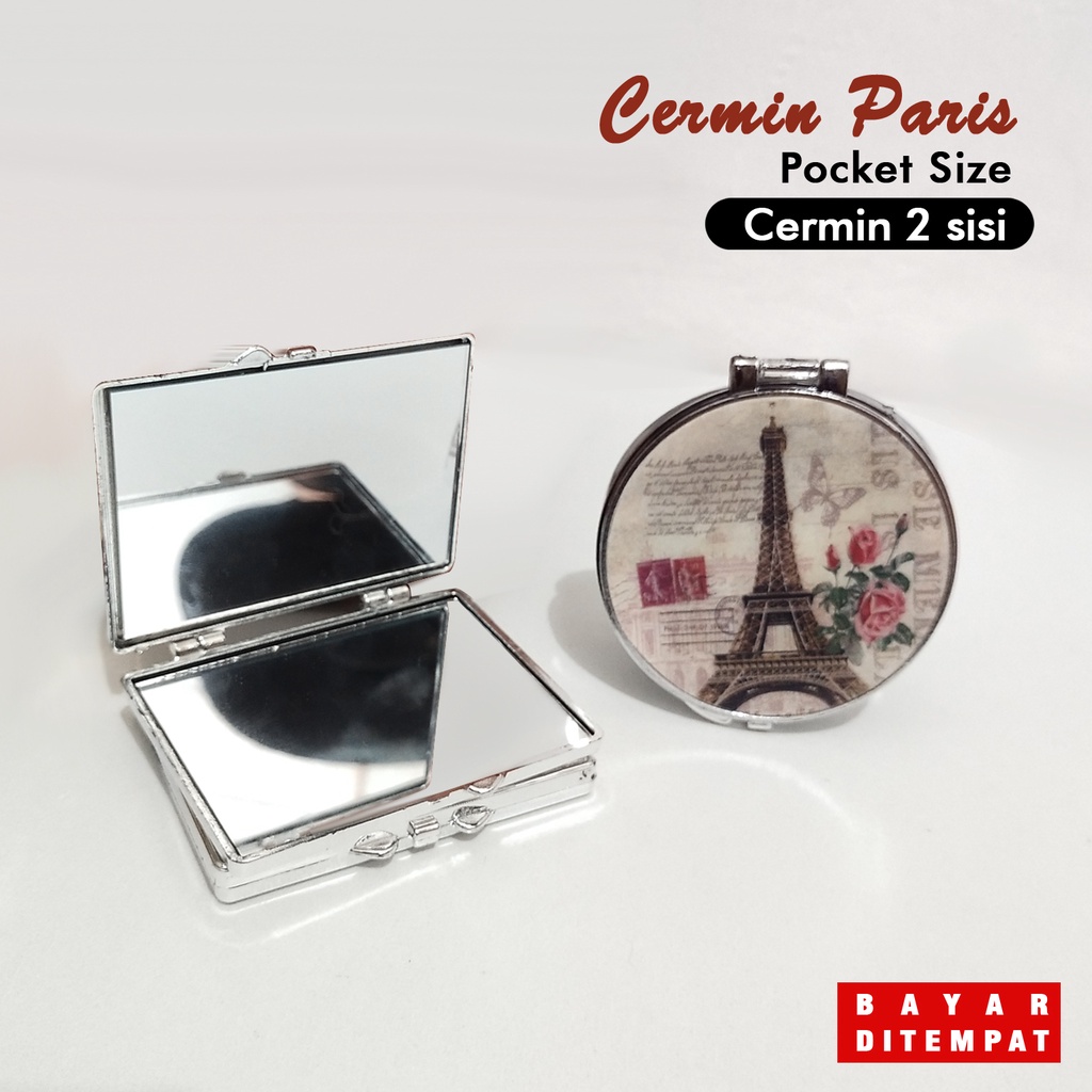 Cermin kecil 2 sisi paris pocket size pocket mirror murah souvenir pernikahan murah