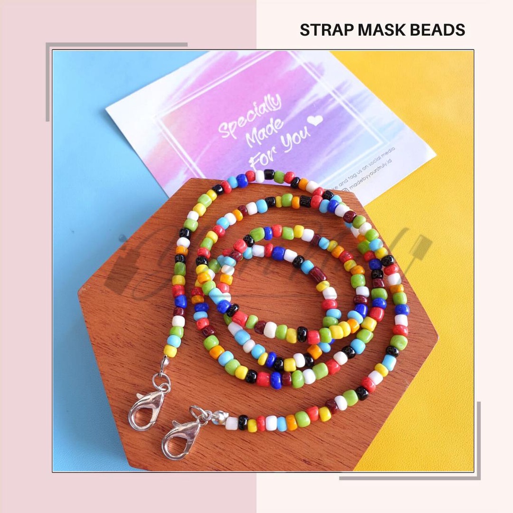 Strap masker beads strap mask manik custom nama tali rantai pengait masker