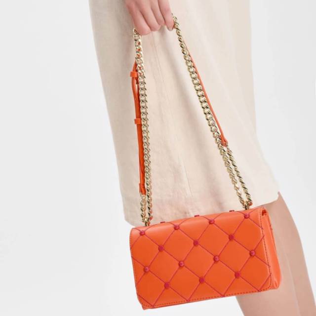 TERMURAH  Tas Studed Charles n Keith Ori Import - Tas Sling Bag Hangout Tas Pesta realpik elegan