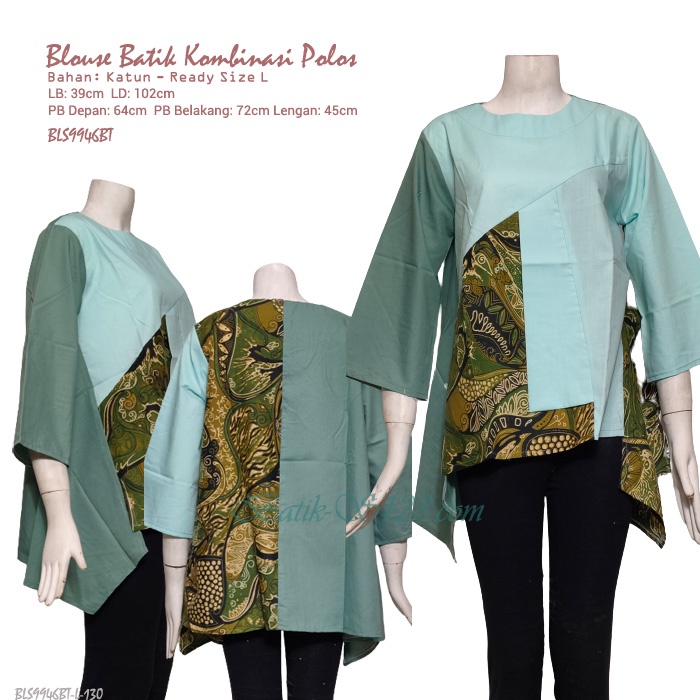 Batik Blouse Wanita Atasan Batik Wanita Kekinian Modern Premium Kombinasi Kain Polos