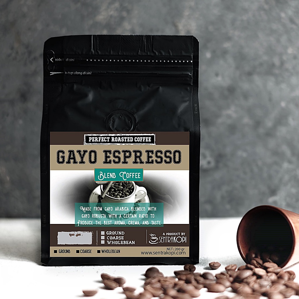 

ASLII Kopi Gayo Espresso Blend 200 Gram - BUBUK BIJI - Sentra Kopi - Premium Coffee Blends Arabica