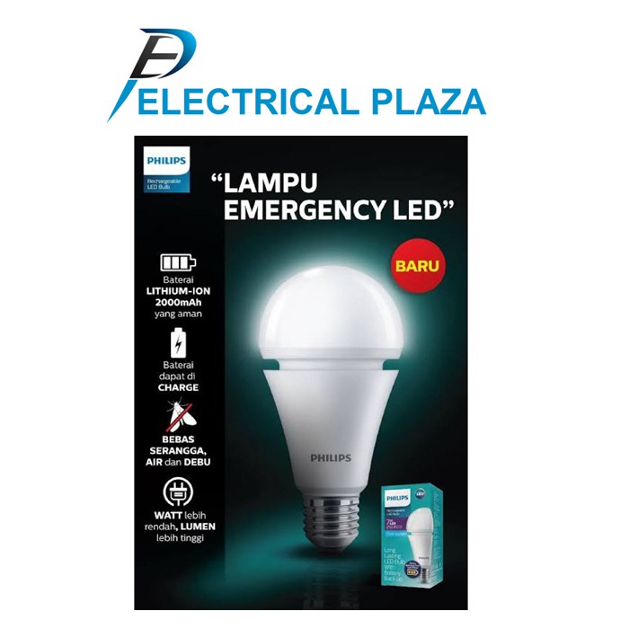 Philips LED [Emergency] 7.5W Putih Lampu Cas Emergensi Darurat Bulb 7.5 W Watt (Grosir) 7 7W