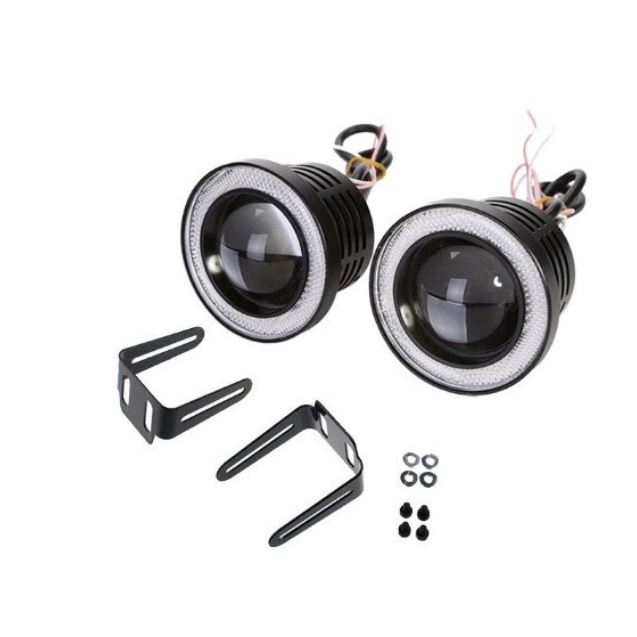 LAMPU LED FOG LAMP FOGLAMP LIGHT ANGEL ANGLE EAGLE EYES 89MM PROYEKTOR PROJECTOR UNIVERSAL M609 BANYAK WARNA RING