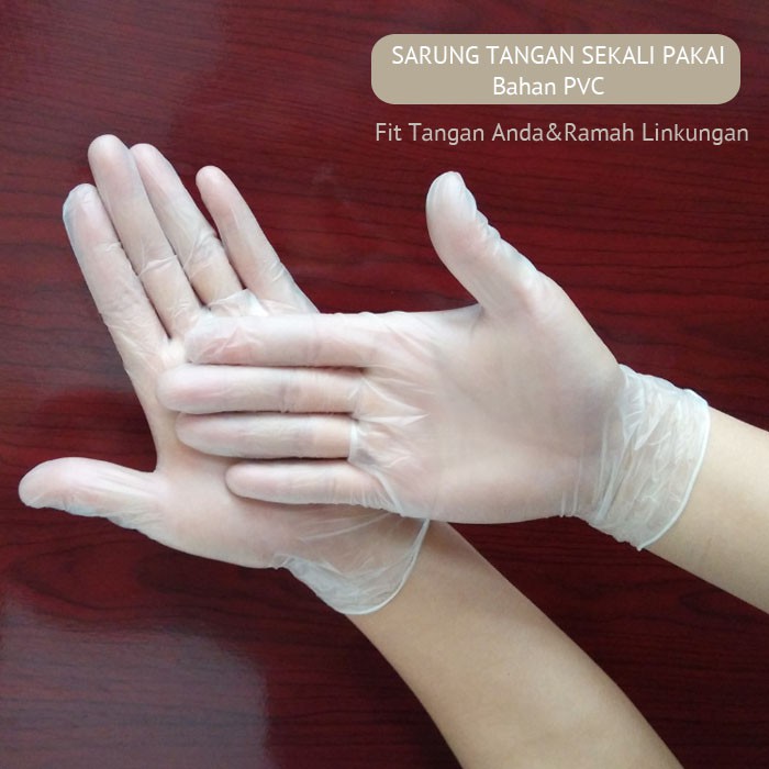 ST-406 Sarung Tangan Sekali Pakai 10pcs Bahan PVC Food Grade Fit Hand