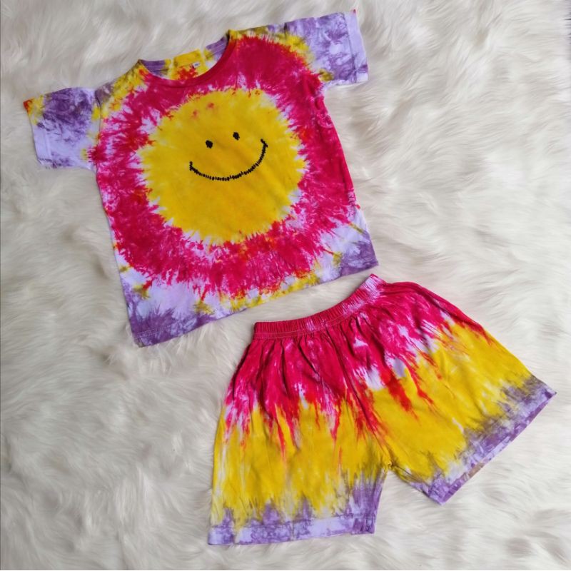 Set Kaos Tie Dye Anak Motif Smile (1-5 th)