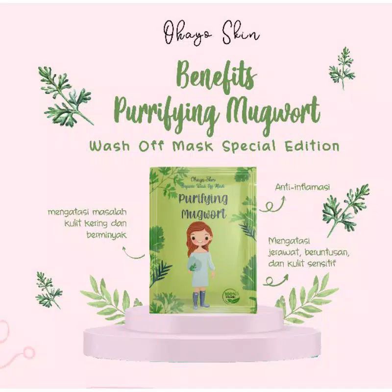 [BUY 1 FREE 1 GIFT]Masker Mugwort Saffron Organik OHAYO SKIN Premium Wash Off Mask Safron 15gr