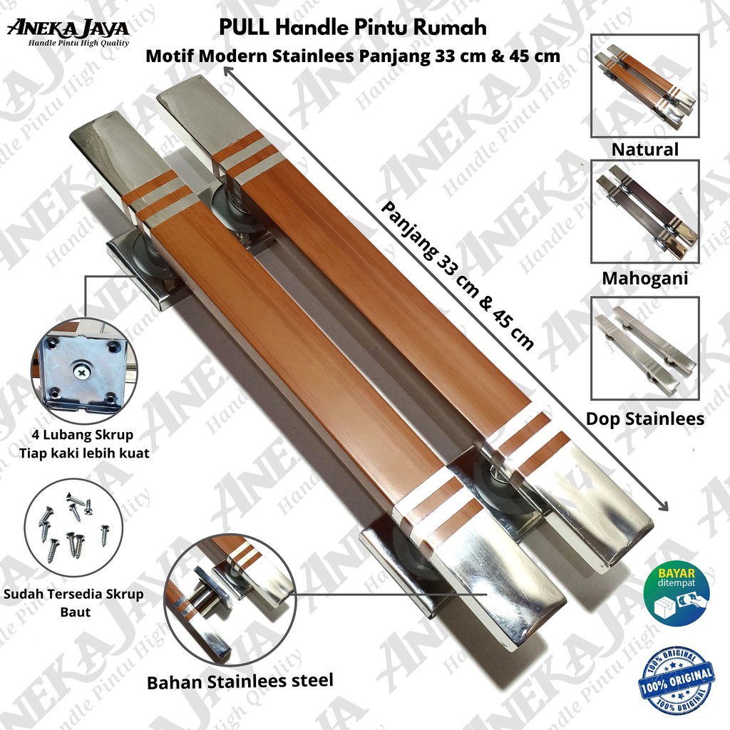 Handle pintu rumah stainlees panjang 33 cm &amp; 45 cm | Gagang Pintu rumah | Tarikan Pintu rumah murah