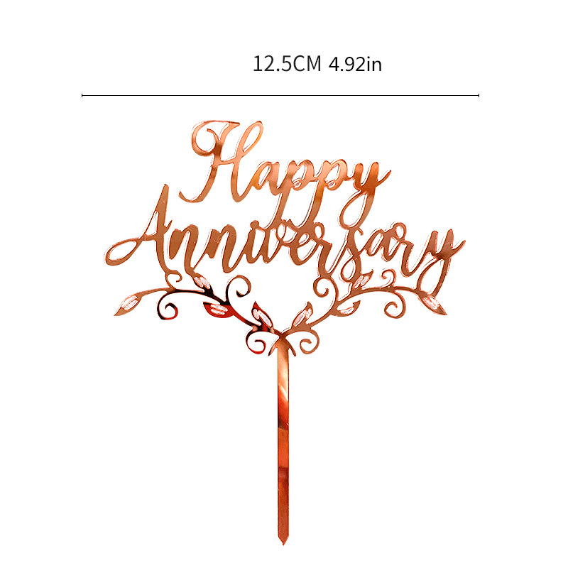 Creative Happy Anniversary Acrylic Cake Topper Wedding Anniversary Party Cake Decoration