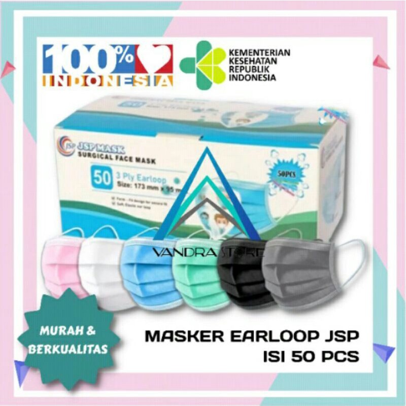 JSP MASK Duckbill/Earloop 3ply Disposable Face Mask isi 50pcs Premium Quality Semarang